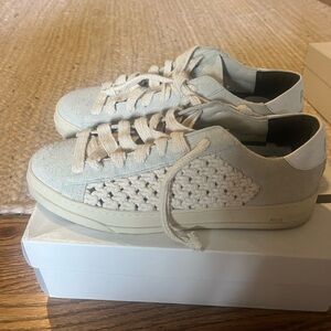 P448 Cream Knit Sneakers
